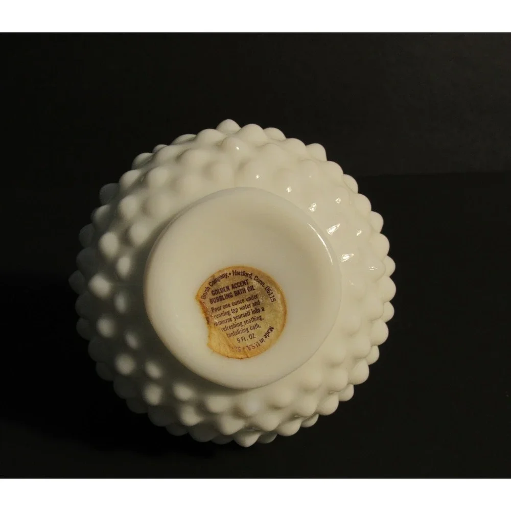 Vintage Fuller Brush Co White Milk Glass Hobnail Bottle Bud Vase 5 Inch USA
